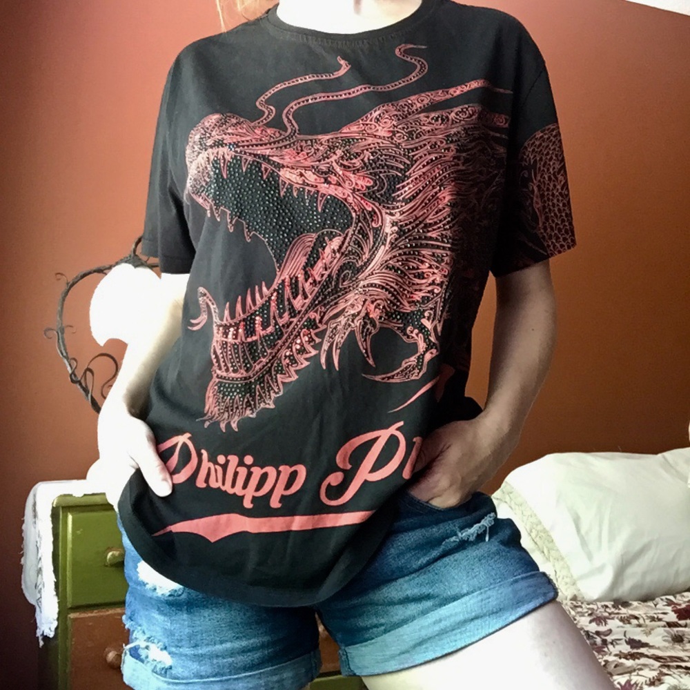 Philipp Plein Efficient Dragon Print T Shirt